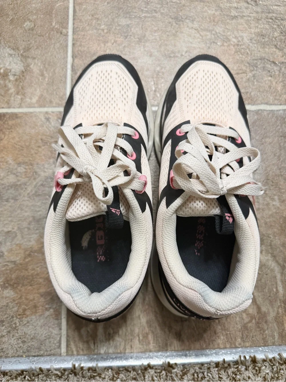 RBX active Women's Cream and Black Athletic Sneakers with Pink Accents